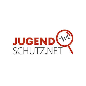 Logo Jugenschutz.net (Schriftzug + Lupe)